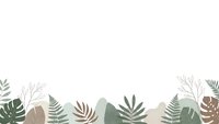 Tropical leaves border frame with monstera and fern foliage in earth tones on white background for botanical design projects and nature themes.