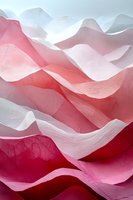 Abstract flowing layers in shades of pink, red, and white create a dynamic wave pattern. Translucent, undulating forms suggest movement and depth, suitable for modern design, backgrounds, and contemporary art projects.
