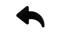 Black curved arrow pointing left isolated on white background for graphic design projects and presentations.