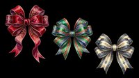 Decorative bows in red, green, and cream isolated on transparent background. Ready for clipart, t-shirt designs, stickers, sublimation, and print-on-demand projects.