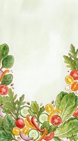 Fresh salad ingredients arranged on cream background with spinach, lettuce, tomatoes, citrus slices and peppers. Ideal for food blogs, recipe websites, healthy eating campaigns and culinary design projects.