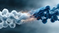 Microscopic cellular structures with glowing particles and energy effects for medical research, biotechnology presentations, and scientific educational materials.