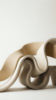 Abstract flowing sculptural forms in neutral beige tones creating organic curves and waves against minimalist background for modern design projects.