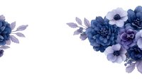 Elegant navy blue and purple watercolor floral arrangement with delicate leaves on white background, suitable for wedding stationery and romantic designs.