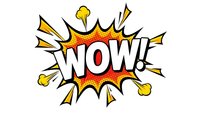 Comic book style WOW exclamation burst with explosive rays and dots on transparent background for graphic design projects and promotional materials.