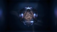 Geometric polyhedron with glowing blue light nodes and translucent facets on dark background. Suitable for science, technology, abstract design, and digital innovation concepts.