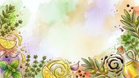 Watercolor botanical frame with citrus slices, herbs, and floral elements on isolated white background. Perfect for wellness, recipe, and design projects.