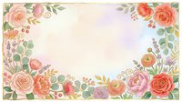 Vintage floral frame with roses, peonies, and botanical elements in soft watercolor style on cream background, perfect for wedding invitations and greeting cards.
