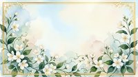 Elegant floral frame with white flowers and green leaves on soft pastel background for wedding invitations, greeting cards and romantic designs.