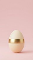 Elegant Easter egg with golden band on soft pink background for spring holiday celebrations and festive decorations.