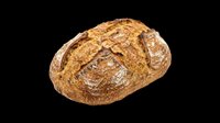 Artisan sourdough loaf with crusty golden-brown exterior and scoring marks, isolated on transparent background. Ready for bakery designs, food packaging, menus, print-on-demand products, and culinary graphics.