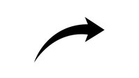 Curved black arrow pointing right on white background isolated for graphic design and presentation use.