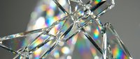 Transparent crystal prism refracting light into rainbow spectrum colors, isolated on white background for design, clipart, and overlay use.