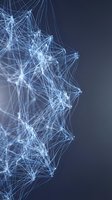 Abstract digital network with glowing blue connections and nodes on dark background for technology and data visualization concepts.