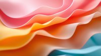 Smooth wavy layers in soft pastel colors create abstract background with gentle gradient transitions from pink to orange and turquoise tones. For modern design projects.