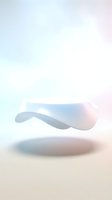 Floating abstract curved shape with soft pastel gradient colors and shadow on minimal background for modern design projects.