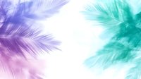 Soft feather-like abstract shapes in purple, pink and turquoise watercolor on white background create dreamy ethereal pattern for creative designs and wallpapers.