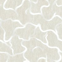 Abstract wavy white lines on beige textured background create seamless modern pattern for wallpaper, textile, and surface design projects.