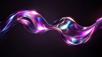 Glowing abstract wave with purple and blue neon light effect on black background, dynamic flowing energy motion design element for modern backgrounds.