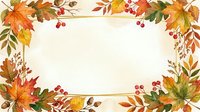Autumn leaves and berries frame a blank cream background, perfect for fall greeting cards, seasonal invitations, and harvest-themed designs.
