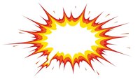 Explosive burst frame with radiating spikes in red, orange and yellow gradient colors isolated on white background for comic book effects and design projects.