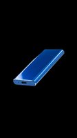Blue external solid state drive isolated on transparent background, ready for clipart, t-shirt design, print-on-demand products, stickers, and sublimation projects.