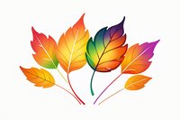 Vibrant autumn leaves in rainbow gradient colors from red to purple on white background, isolated botanical elements for seasonal design and decoration.