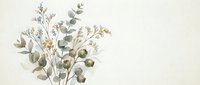 Dried eucalyptus branches with seed pods and delicate flowers on neutral beige background for botanical decor and natural design projects.