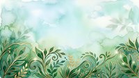 Watercolor botanical border with green foliage, swirling leaves and vines on soft pastel background. Isolated design element suitable for invitations, stationery and decorative projects.