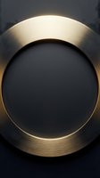 Brushed gold metallic ring with glowing edges framing a dark circular center, isolated on black background. Perfect for luxury branding, product design, and premium web graphics.