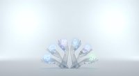 Sparkling crystal cluster with prismatic facets reflecting rainbow light on clean white surface for luxury jewelry and gemstone design projects.
