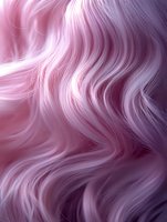 Flowing waves of pink and purple hair create ethereal abstract background with soft gradient transitions and silky smooth curves. Suitable for beauty and fashion designs.