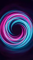 Neon spiral vortex with glowing cyan and magenta concentric circles on dark background. Modern digital art for tech, gaming, and creative design projects.