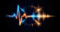 Digital sound wave visualization with glowing neon effects on black background for music production, audio technology and frequency analysis projects.
