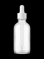 Clear glass dropper bottle with white cap, isolated on transparent background. Ready for skincare, cosmetic, serum, and print on demand design use.