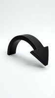 Black curved arrow pointing downward on white background, isolated design element for web, app, and graphic design projects.