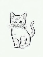 Cute sitting cat line art drawing with simple black outline on light background for coloring books and children activities.