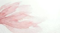Soft pink watercolor feather painting on white paper with delicate translucent layers and organic flowing brushstrokes for artistic projects.