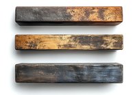Weathered wooden planks with rustic texture and distressed surface showing natural aging patterns, arranged horizontally on white background for design projects.