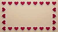 Red heart border frame on beige background with copy space for Valentine's Day cards, romantic designs, love messages and wedding invitations.