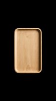 Wooden serving tray with rounded corners isolated on transparent background, ready for design use on product mockups, packaging, and print-on-demand applications.