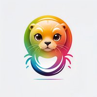 Colorful gradient seal face logo with rainbow spectrum colors and cute expression on isolated background. For brand identity, mascot, or children's design.