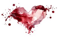 Watercolor heart with red paint splatters and drops on white background. Romantic love symbol for Valentine's Day cards, wedding invitations and greeting designs.