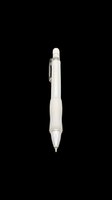 White ballpoint pen with rubberized grip and clip, isolated on transparent background, ready for clipart, t-shirt design, print-on-demand products, stickers, and sublimation projects.