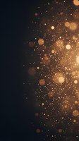 Golden bokeh lights and particles on dark background creating magical glow effect for luxury design projects and festive celebrations.