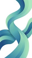 Abstract flowing ribbons in blue and green gradient colors creating dynamic curved shapes on white background for modern graphic design projects.