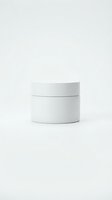 White cosmetic jar with lid isolated on light background for skincare product packaging and beauty brand mockup design.