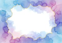 Watercolor frame border with soft blue purple pink gradient colors on white background for wedding invitations greeting cards and artistic projects.