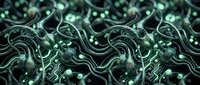 Close-up of intertwined green metallic serpents with glowing orbs, creating an abstract seamless pattern that tiles into a single background for design projects.