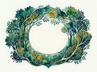 Circular botanical wreath with lush green foliage and branches on neutral background for nature-themed designs and organic branding projects.